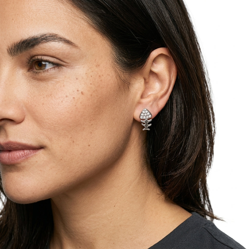 Stud Earrings — On Model - Close-up Detail | Generated by Modelize