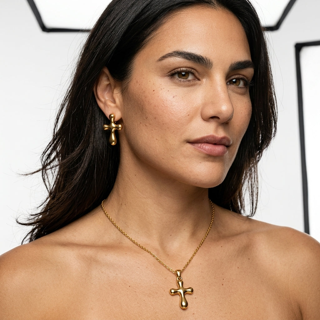 Jewelry Set (Necklace and Earrings) — On Model - Close-up Detail | Generated by Modelize