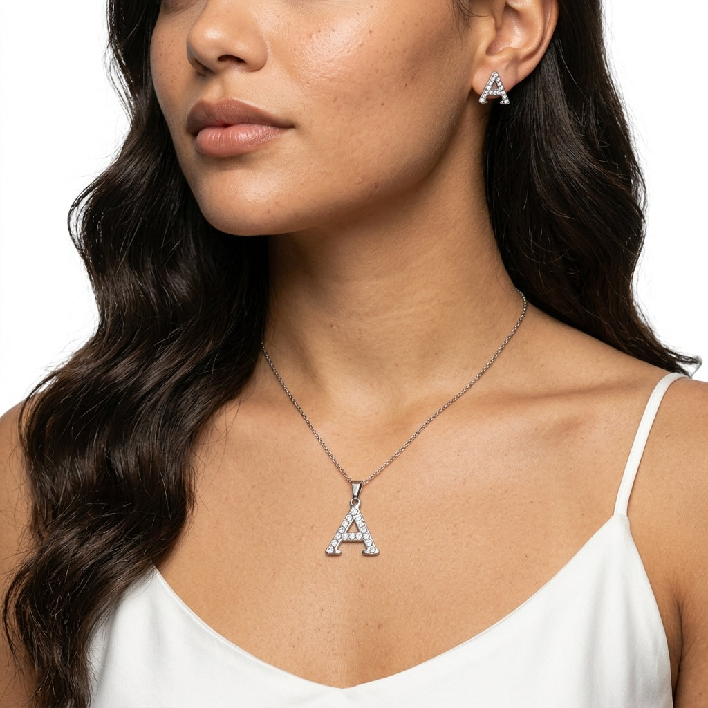 Jewelry Set (Necklace and Earrings) — On Model - Close-up Detail | Generated by Modelize
