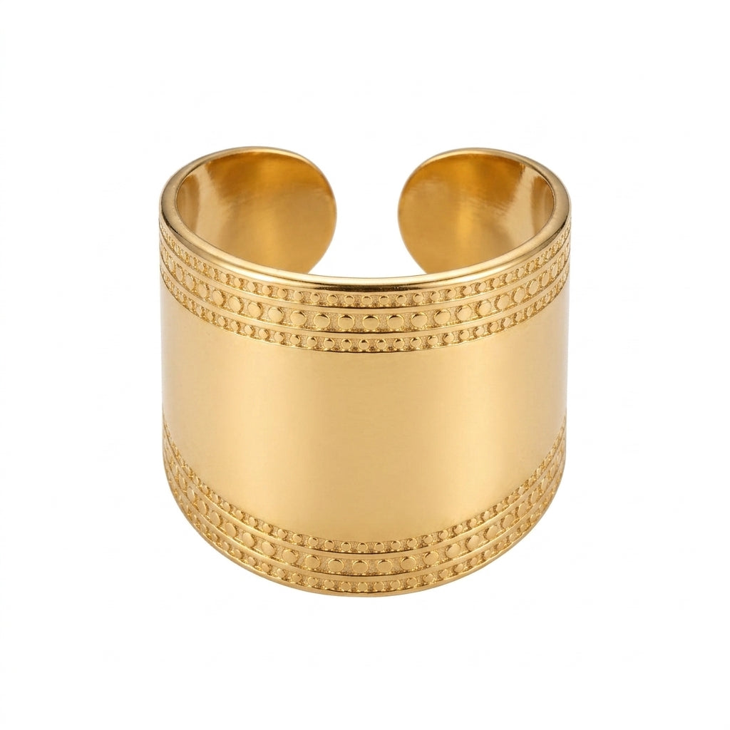 Adjustable Wide Band Ring — Clean Studio | Generated by Modelize