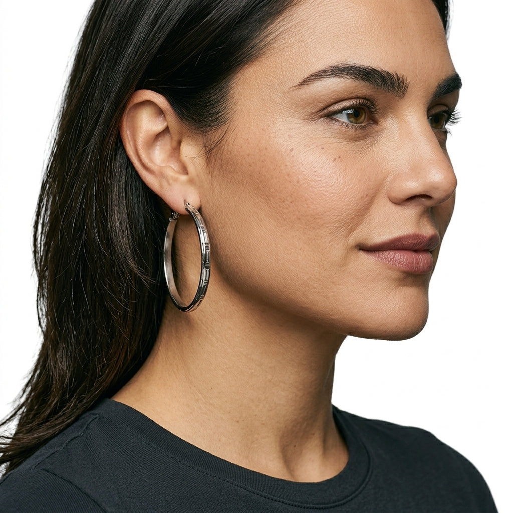 Hoop Earrings — On Model - Close-up Detail | Generated by Modelize