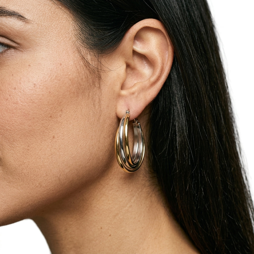 Hoop earrings — On Model - Close-up Detail | Generated by Modelize