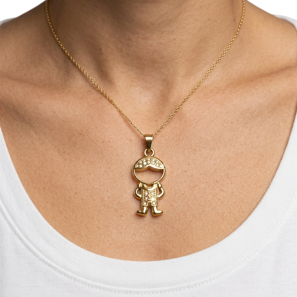 pendant necklace — On Model — Accessories Focus | Generated by Modelize
