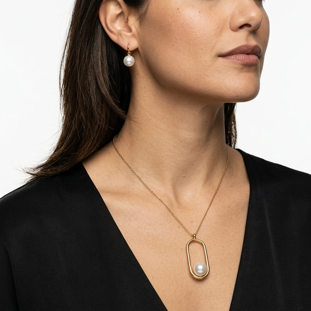 Jewelry Set (Necklace and Earrings) — On Model - Close-up Detail | Generated by Modelize