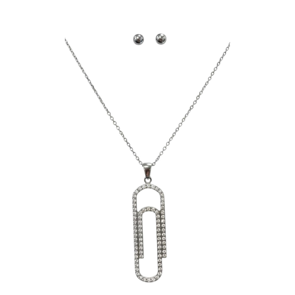 Stainless Steel Set with pendant with zirconia chain and ball earrings - Jewelry and more